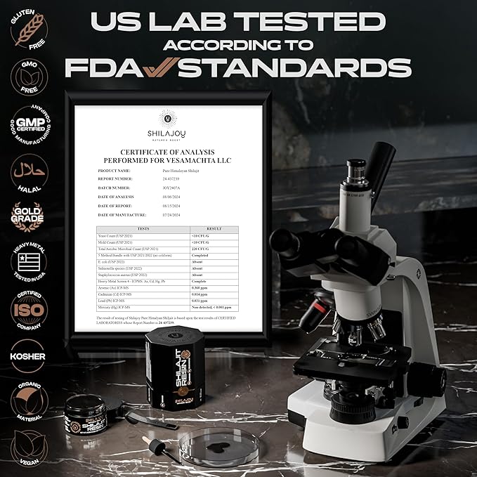 Pure Himalayan Shilajit Resin - Gold Grade High Potency with 75% Fulvic Acid and 85+ Trace Minerals for Energy Boost & Immune Support for Men & Women. U.S. Lab Tested - 40gr (80 Servings) (1)