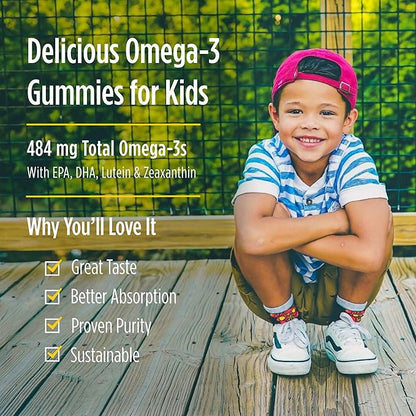 Nordic Naturals Children’s Eye Health Gummies, Strawberry Lemonade - 30 Gummies for Kids - 484 mg Total Omega-3s DHA, Lutein & Zeaxanthin - Brain Health, Antioxidant Support, Non-GMO - 30 Servings