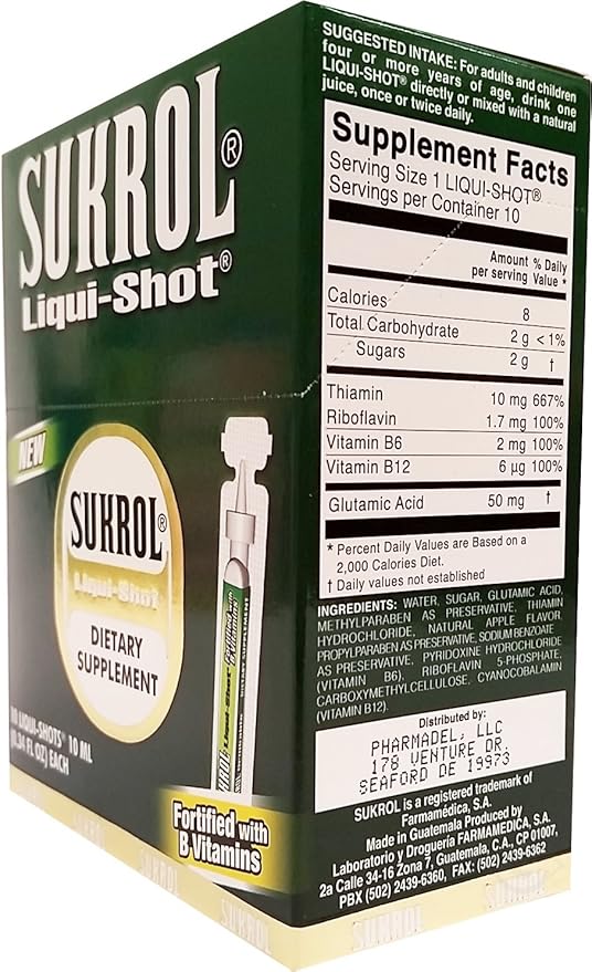 Sukrol Liquid Shot Dietary Supplement 10 Units - Suplemento Multivitaminico (Pack of 1)