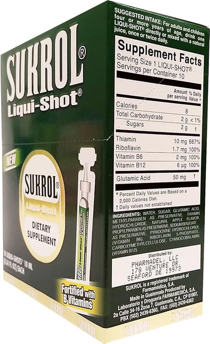 Sukrol Liquid Shot Dietary Supplement 10 Units - Suplemento Multivitaminico (Pack of 1)