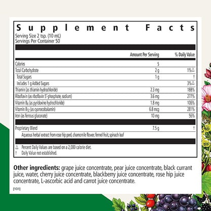 Floradix Floravital Liquid Iron & Vitamins Formula - Liquid Iron Supplement with B Complex Vitamins, Vitamin C & Herbs for Energy Support - Vegan, Gluten-Free, Yeast- Free, Non-GMO - 17 oz
