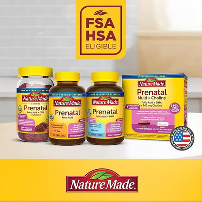Nature Made Prenatal Multivitamin with Folic Acid, Prenatal Vitamin and Mineral Supplement for Daily Nutritional Support, 90 Tablets, 90 Day Supply