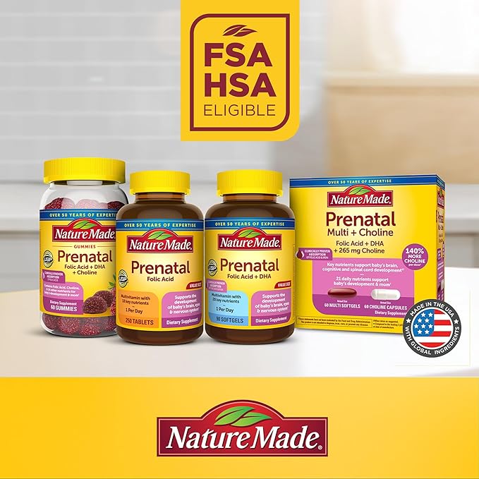 Nature Made Prenatal Multivitamin with Folic Acid, Prenatal Vitamin and Mineral Supplement for Daily Nutritional Support, 90 Tablets, 90 Day Supply