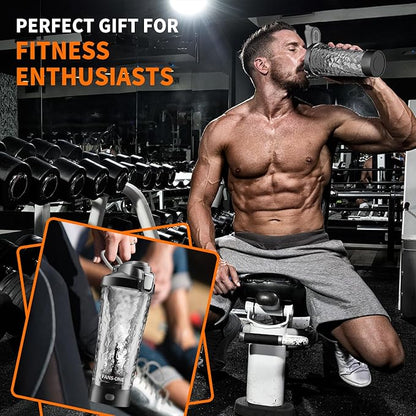 Premium Electric Protein Shaker Bottle, 24 oz Lockable Blender Shaker Bottles, Made with Tritan, BPA Free, USB Rechargeable Mixer Blender Cup for Protein Shakes, Black