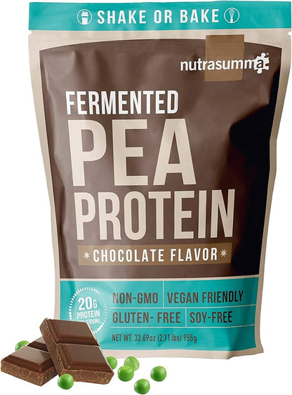 Pea Protein Powder, Chocolate Vegan Protein Powder, 100% Plant Based Protein Powder, No Artificial Sweeteners, Non GMO, Gluten Free & Soy Free, 2.11 LB Protein Powder