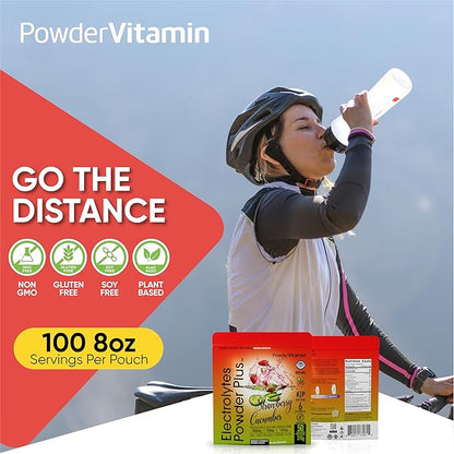 Electrolytes Powder Plus (50 Servings), 0 Calorie Keto, 0 Sugar, No Maltodextrin,1000mg Potassium,120mg Calcium,120mg Magnesium, Hydration Powder (50 Servings, Strawberry Cucumber)
