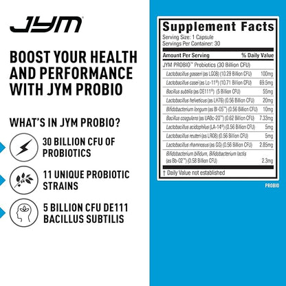 ProBio JYM Performance Probiotic, Heart, Gut, Immune Health, Athletic Recovery, and Body Composition for Men & Women, 30 Day Supply