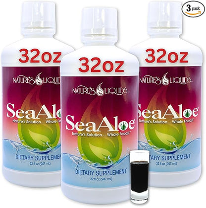 Nature's Liquids Aloe Vera Juice Oceanic Elixir - Proprietary Botanical Blend for Thyroid, Digestion and Immune Support, 32oz (Pack of 3)