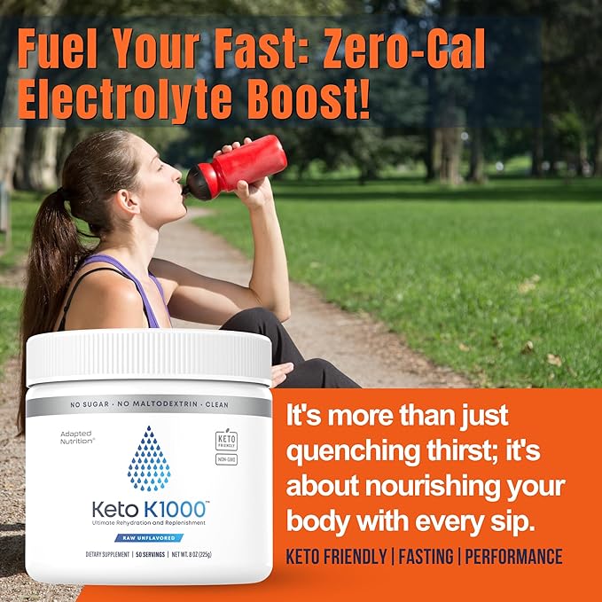 Hi-Lyte Keto K1000 Electrolyte Powder | Unflavored | Hydration Supplement Drink Mix | Boost Energy & Beat Leg Cramps | No Sugar, No Stevia, No Maltodextrin | 50 Servings
