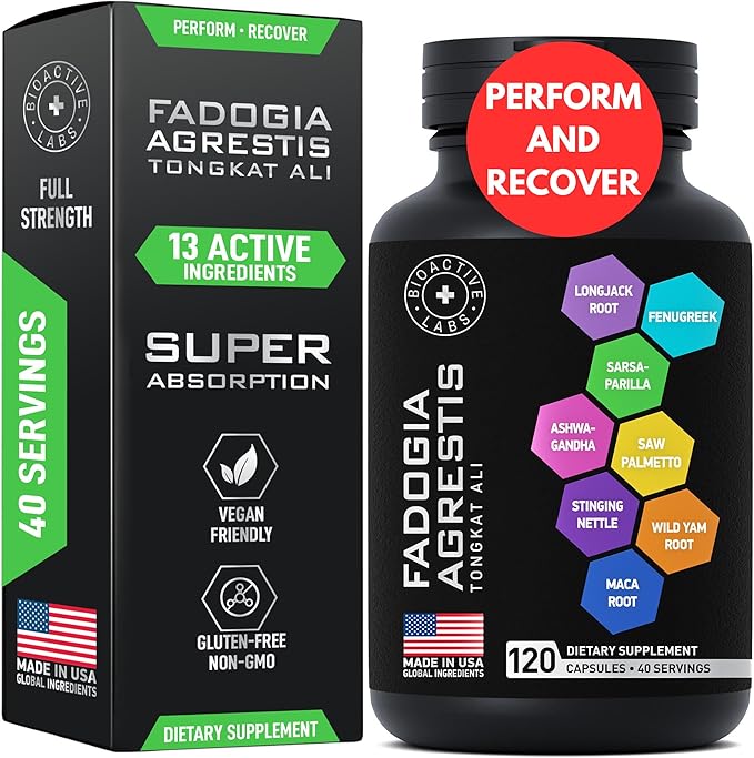 Fadogia Agrestis and Tongkat Ali Supplement - Fadogia Agrestis 600mg, Longjack Tongkat Ali for Men and Women 500mg, Saw Palmetto Ashwagandha Maca Fenugreek - Performance, Drive, Strength - 120 Caps