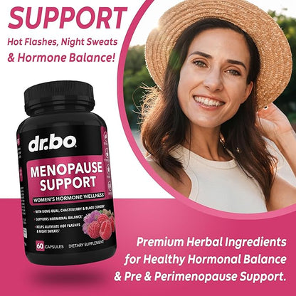 Menopause Supplements for Women Support Pills - Natural Menopause Relief for Hot Flashes, Night Sweats & Mood Swings with Dong Quai, Chasteberry & Black Cohosh - Hormone Balance for Women Supplement