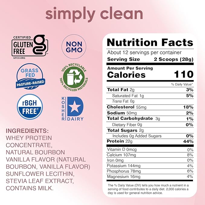 teraswhey Simple Pure Whey Protein, Bourbon Vanilla, 12 oz