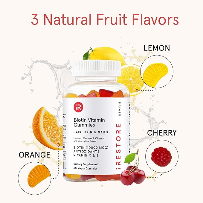 iRestore Hair Gummy Vitamins, Vegan Biotin Gummies for Hair Skin and Nails Gummies, Hair Gummies, Biotin Gummies for Hair Growth Biotin Vitamins Hair Vitamins Gummies for Women & Men, Biotin 10000mcg