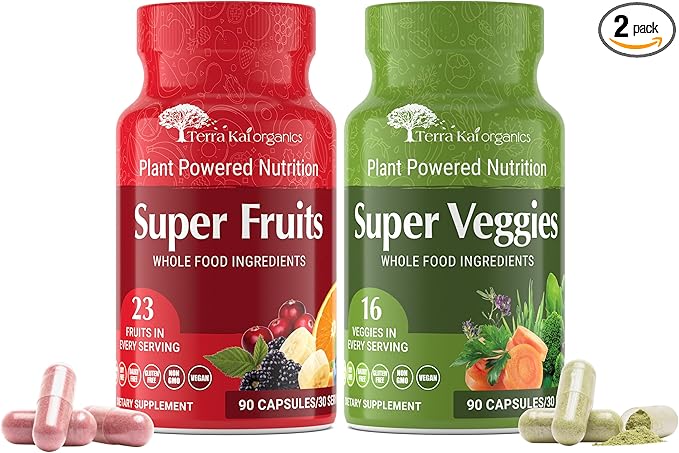 Júce Original Formula - Organic Super Fruit & Veggies Supplement - Gluten/Gelatin Free, Soy Free & Vegan- Reds & Greens Superfood Capsules- 23 Fruits & 16 Vegetables (180 Count)