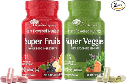 Júce Original Formula - Organic Super Fruit & Veggies Supplement - Gluten/Gelatin Free, Soy Free & Vegan- Reds & Greens Superfood Capsules- 23 Fruits & 16 Vegetables (180 Count)