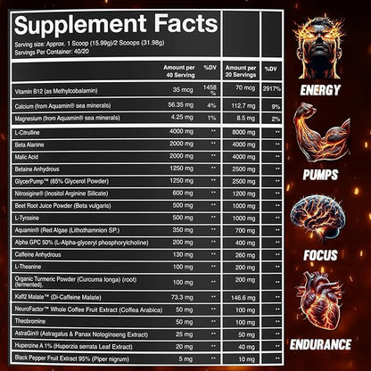 Scorched Earth Pre Workout Powder - Energy & Focus with Dual-Source Caffeine, Nootropics | Pumps from Citrulline, Beta Alanine, Nitrosigine®, GlycerPump™ (Tiger's Blood)