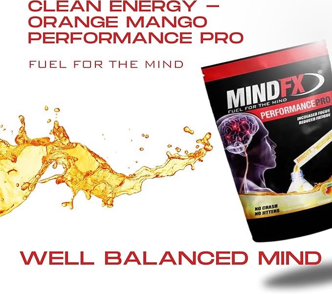 MindFX Performance Pro Blend - Orange Mango | Brain Support Energy Sticks for Focus, Memory, and Cognitive Health | Nootropic Drink Mix with Natural Ingredients - 20 sticks (Orange Mango Pro, 1)