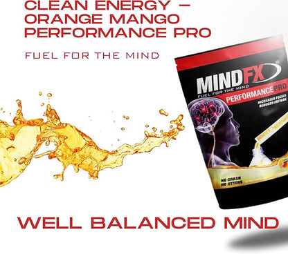 MindFX Performance Pro Blend - Orange Mango | Brain Support Energy Sticks for Focus, Memory, and Cognitive Health | Nootropic Drink Mix with Natural Ingredients - 20 sticks (Orange Mango Pro, 1)