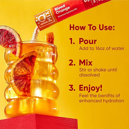 IQMIX Sugar Free Electrolytes Powder Packets - Hydration Supplement Drink Mix with Keto Electrolytes, Lions Mane, Magnesium L-Threonate, and Potassium Citrate - Blood Orange (20 Count)