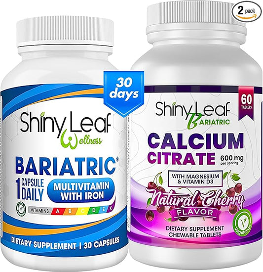 Bariatric Multivitamin with Iron Once-a-Day and Cherry Chewable Calcium Citrate for Post Bariatric Surgery Including Gastric Bypass and Sleeve (1 Month)