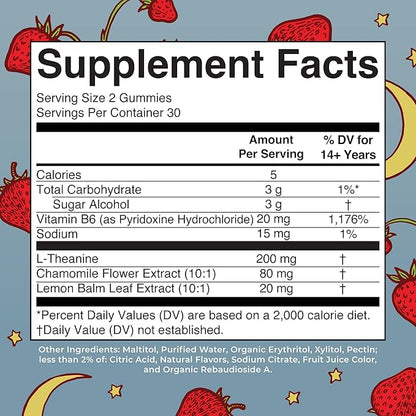 Sleep Gummies by MaryRuth's | Sugar Free | NO Melatonin | L Theanine | Lemon Balm Leaf | Chamomile | Vitamin B6 | Relaxation & Sleep Support | Stress Relief | Vegan | Gluten Free | 60 Count