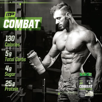 MusclePharm Combat Protein Powder, Vanilla Flavor, Fuels Muscles for Productive Workouts, 5 Protein Sources Including Whey Protein Isolate & Egg Albumin, Gluten Free, 2 lb, 26 Servings