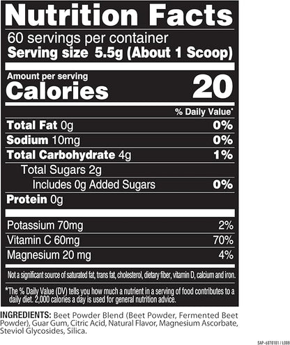 Nature Fuel Power Beets Powder, Delicious Mixed Berry, Concentrated Superfood Supplement, Supports Circulation, Natural Energy & Stamina, Non-GMO, 60 Servings (Packaging May Vary)