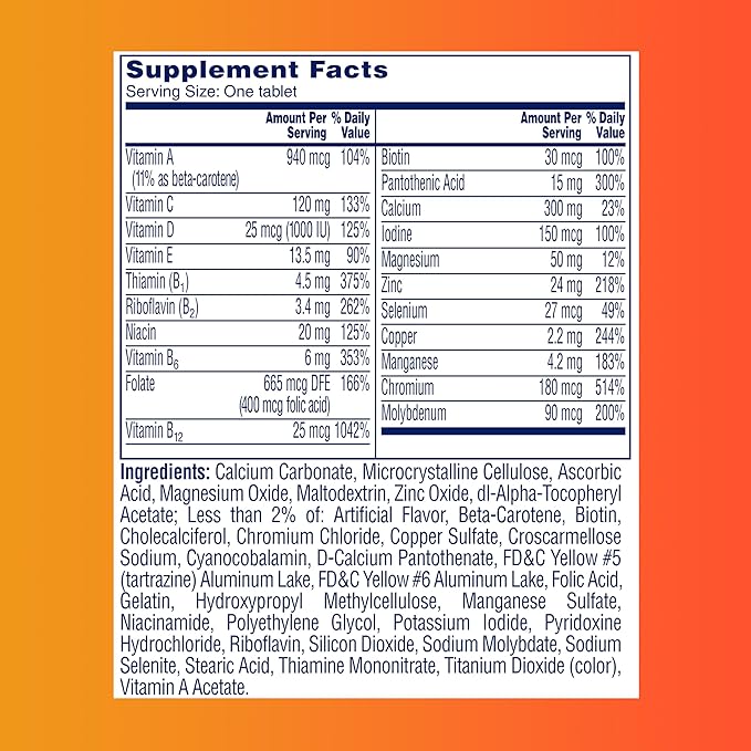 One A Day Women’s 50+ Multivitamins Tablet, Multivitamin for Women with Vitamin A, C, D, E and Zinc for Immune Health Support*, Calcium & more, 200 Count