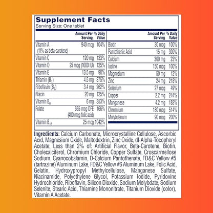 One A Day Women’s 50+ Multivitamins Tablet, Multivitamin for Women with Vitamin A, C, D, E and Zinc for Immune Health Support*, Calcium & more, 200 Count