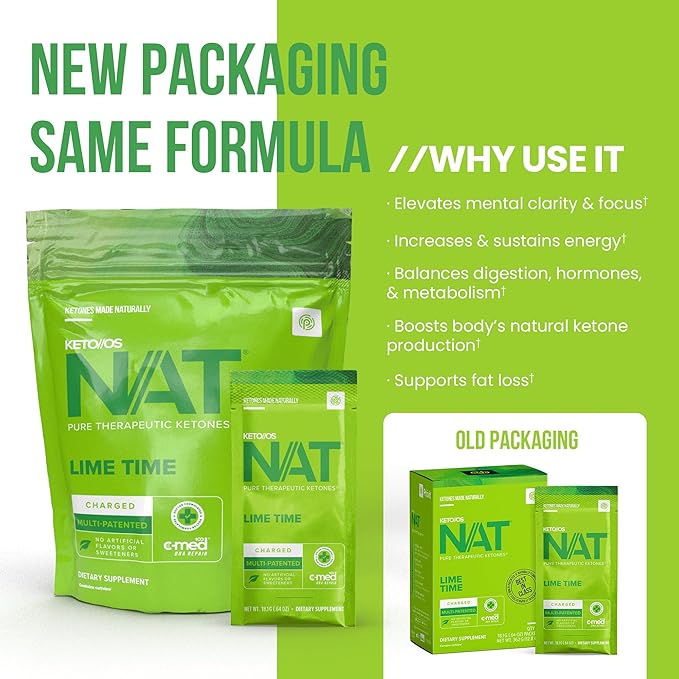 Keto//OS NAT Lime Time Keto Supplements – Charged - Supplement for Men and Women (20 Count)