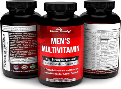 Mens Multivitamin – Daily Multivitamin for Men with Vitamin A C D E K B Complex, Calcium, Magnesium, Selenium, Zinc Plus Heart, Brain, Immune, and Men's Multivitamins – 90 Vegetarian Capsules