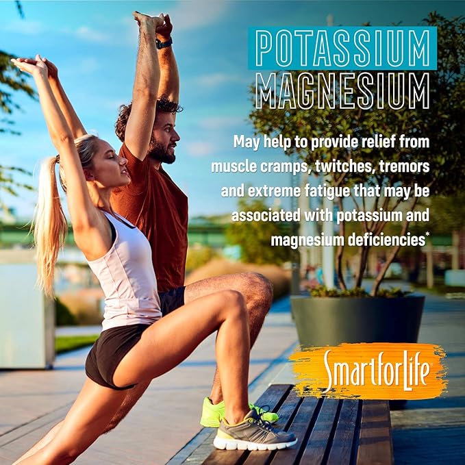 SMART FOR LIFE Magnesium Potassium Supplement – High Absorption Magnesium Complex – Magnesium and Potassium for Vascular Health, Leg Cramps, Magnesium for Sleep – Gluten-Free - 30 Vegan Capsules