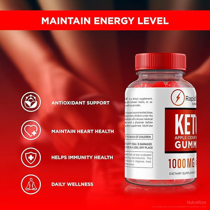 (2 Pack) Rapid Charge Keto ACV Gummies, Premium Rapid Charge Keto + ACV Gummies to Support Overall Health, All Natural Apple Cider Vinegar, Keto Plus ACV Gummy Formula, Gomitas Review (120 Gummies)