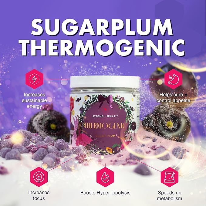 Strong + Sexy Fit, Weight & Diet Support Health Supplement, Workout Drink Powder, Natural Energy with Green Tea Extract, Appetite & Metabolism Support, Supplements for Women, Sugarplum Flavor, 30 Svg