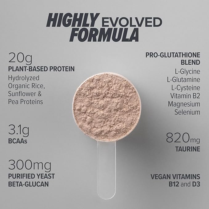Immuno Vegan - Plant-Based Protein Powder, 16g Protein Per Serving, Added Amino Acids & Multivitamin - Beta Glucan, Glutathione Production - Chocolate - 18.2oz