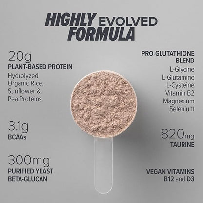 Immuno Vegan - Plant-Based Protein Powder, 16g Protein Per Serving, Added Amino Acids & Multivitamin - Beta Glucan, Glutathione Production - Chocolate - 18.2oz