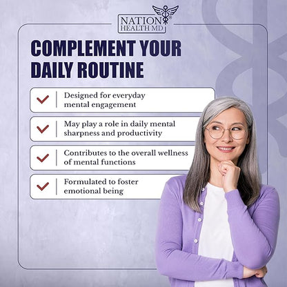 Cognilux - Brain Supplements for Memory and Focus - Nootropic Focus Supplement with Niacin, Vitamin B6, GABA and More - Memory Supplement for Brain, Brain Health, 60 Capsules