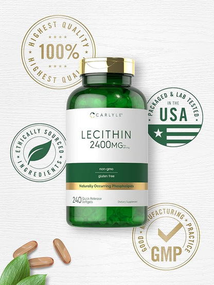 Carlyle Lecithin Supplement | 2400mg | 240 Softgel Capsules | Phospholipid for Men & Women | Non-GMO, Gluten Free