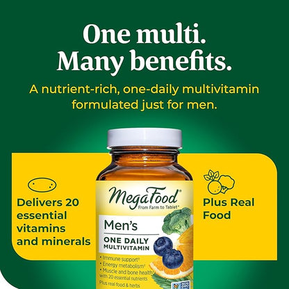 MegaFood One Daily Mens Multivitamins - Multivitamin for Men - Vitamin C, Vitamin D3 & Vitamin B12 - Muscle, Energy Metabolism & Immune Support - Vegetarian, Gluten Free - 36 Tablets, 36 Servings