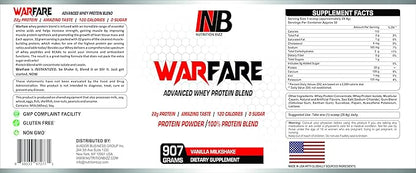 Warfare 2 lbs Advanced Whey Protein Blend 22g Protein per Serving Amazing Flavors (2 lbs, Vanilla Milkshake)