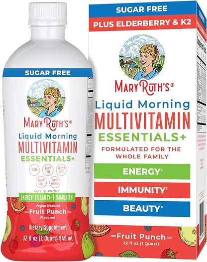 MaryRuth's Multivitamin for Women Men & Kids | Sugar Free | Vegan | Vitamin A, C, D, E, B12, Zinc | Daily vitamins for Kids, Mens, Womens Multivitamin | Energy & Beauty Booster Multimineral | 32 Fl Oz