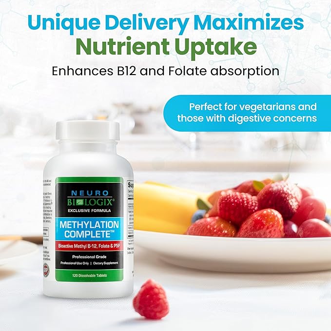 Methylation Complete in Fast-Dissolving Tablets - Methylated B Complex Vitamins to Aid Over 200 Body Processes - Supports Energy, Cell Function & Immunity - Enhanced Absorption with B12, B6 & Folate