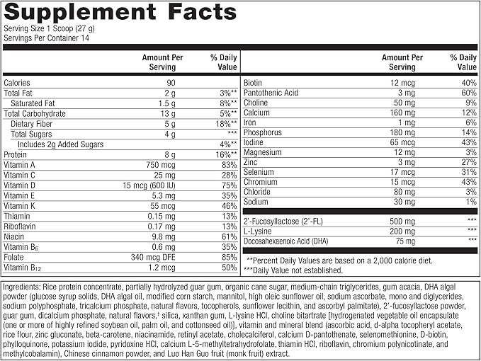 Metagenics MetaKids Nutrition Powder - Kids Multivitamin Powder - with Prebiotics, DHA, Protein & Amino Acids - Complete Protein - Non-GMO & Gluten Free - Vanilla - 13.33 oz