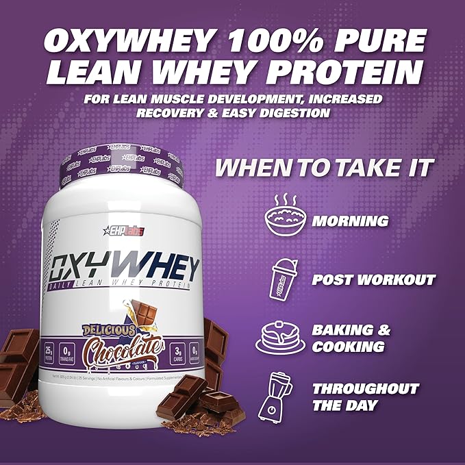 EHP Labs OxyWhey Whey Protein Isolate Powder - 25g of Whey Isolate Protein Powder, Meal Replacement Shake, Sugar Free Protein Powder - 25 Serves (Delicious Chocolate)
