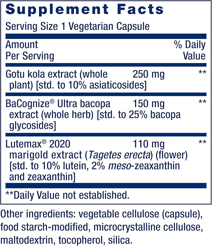 Life Extension Quick Brain Nootropic, 30 vegetarian capsules—Enhanced brain performance, learning and retention, brain supplement- 1-Daily, gluten-free, non-GMO
