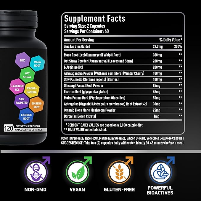 Fertility Supplements for Men - Advanced Fertility Blend for Men with Zinc, Maca, Ashwagandha, L-Arginine - Conception Fertility Prenatal Vitamins and Male Fertility Support Supplement - 120 Pills