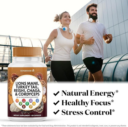 Lions Mane 3000mg 20in1 Mushroom Supplement with Turkey Tail 2000mg Reishi 1000mg Cordyceps Chaga 1000mg with Marshmallow Root - 120 Count