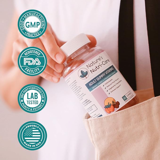 Nature's Nutri-Care Gummy Vitamins - Multivitamins for Women, Mens Multivitamin Gummies, Chewable Vitamin for Adults, Women’s & Men’s Multi Supplements, Natural Vegetarian Gummy, Made in USA