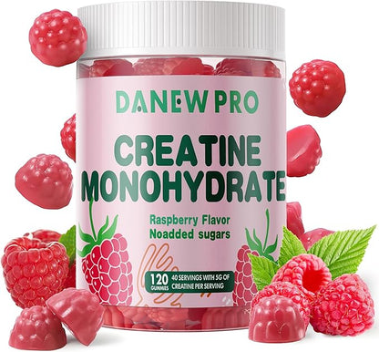Creatine Monohydrate Gummies for Men & Women-5g of Creatine Monohydrate per Serving - Sugar Free,Vegan, Raspberry Flavor, 120 Count