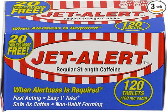 Jet-Alert 100 MG Each Caffeine Tab 120 Count - Pack of 3